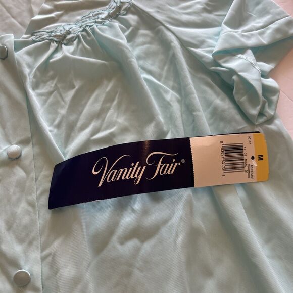 1970s Vanity Faire Azure‎ Mist Blue Medium Short Sleeve Top Pants Pajama Set NWT - Picture 9 of 10